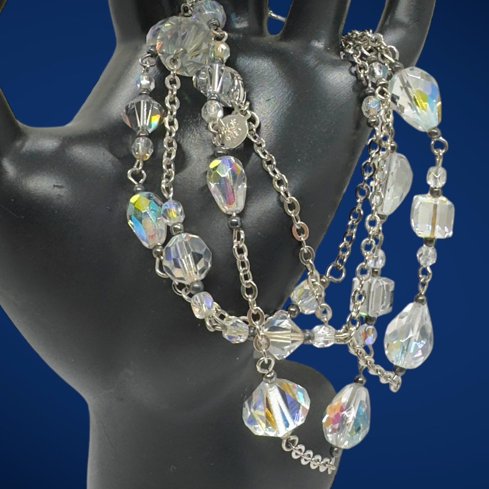 Kirks Folly Clear Aurora Borealis Multi-shaped Crystal Necklace - Picture 4 of 8
